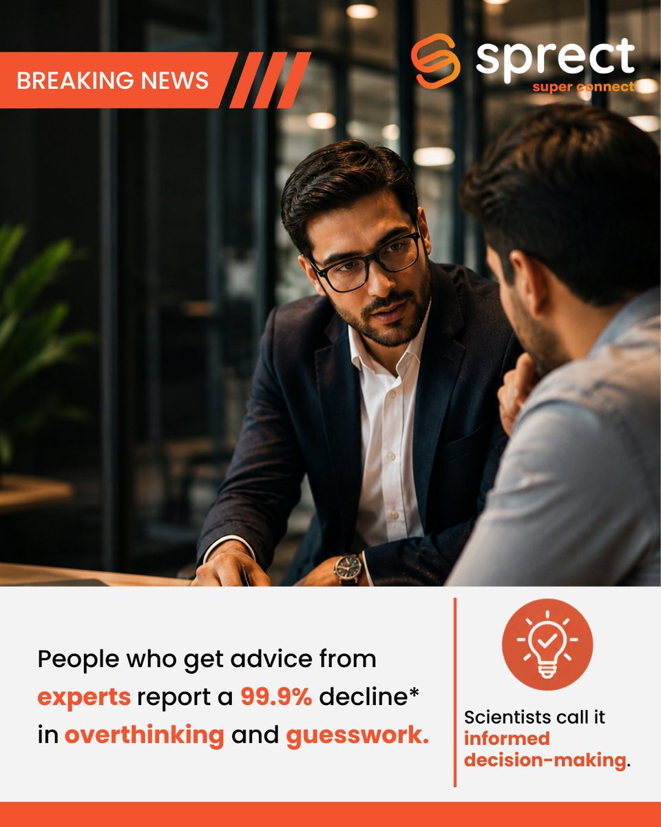 sprectdotcom's tweet photo. People who use Sprect to get advice are reported to have a significantly higher clarity in making life decisions.

Just real conversations with real PROs who have real experience to help you make better choices.

Click the link and get advice on demand:https://t.co/TWFVt7ZY5K https://t.co/UbSlkK7Kk9