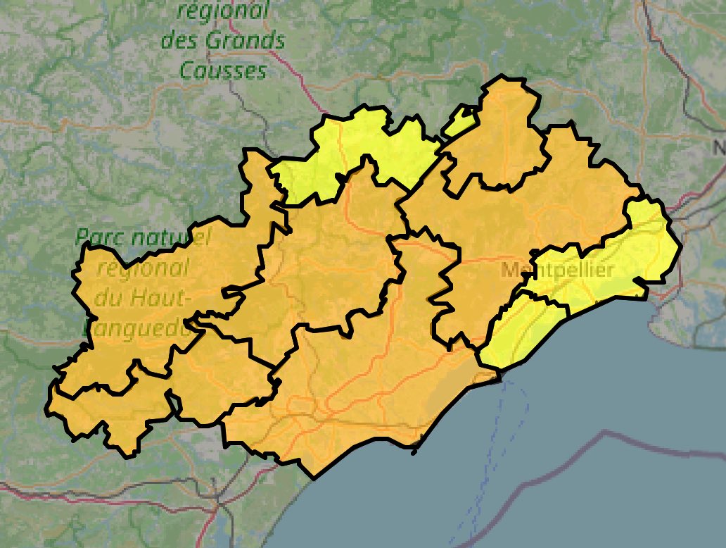 Image de Préfète de l'Hérault - 🔍 Carte du risque #incendie pour le samedi 11 juillet dans l'#Hérault : http://risque-prevention-in