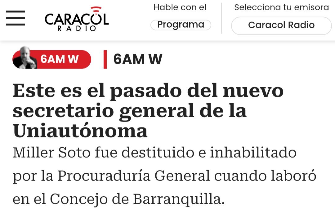 TefaOstios's tweet photo. .@millersoto cumple perfectamente los requisitos para ser parte del desgobierno de Abelardo. Inhabilitado por 15 años por la Procuraduría por pagos de salarios y prestaciones a personas que no acreditaban haber trabajado en el Concejo de Barranquilla. Todos son unas joyitas 💎 https://t.co/XJQ0DauAH1