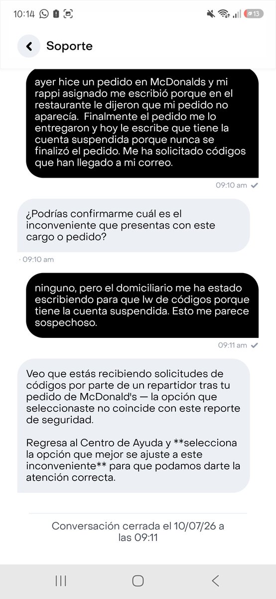 Jesstriana's tweet photo. @RappiColombia Lamentablemente no caí en cuenta antes, afortunadamente ningún código sirvió y tristemente no hay manera de reportar con @RappiColombia esta situación. Su servicio al cliente es realmente desastroso. https://t.co/niNaOpJgoi