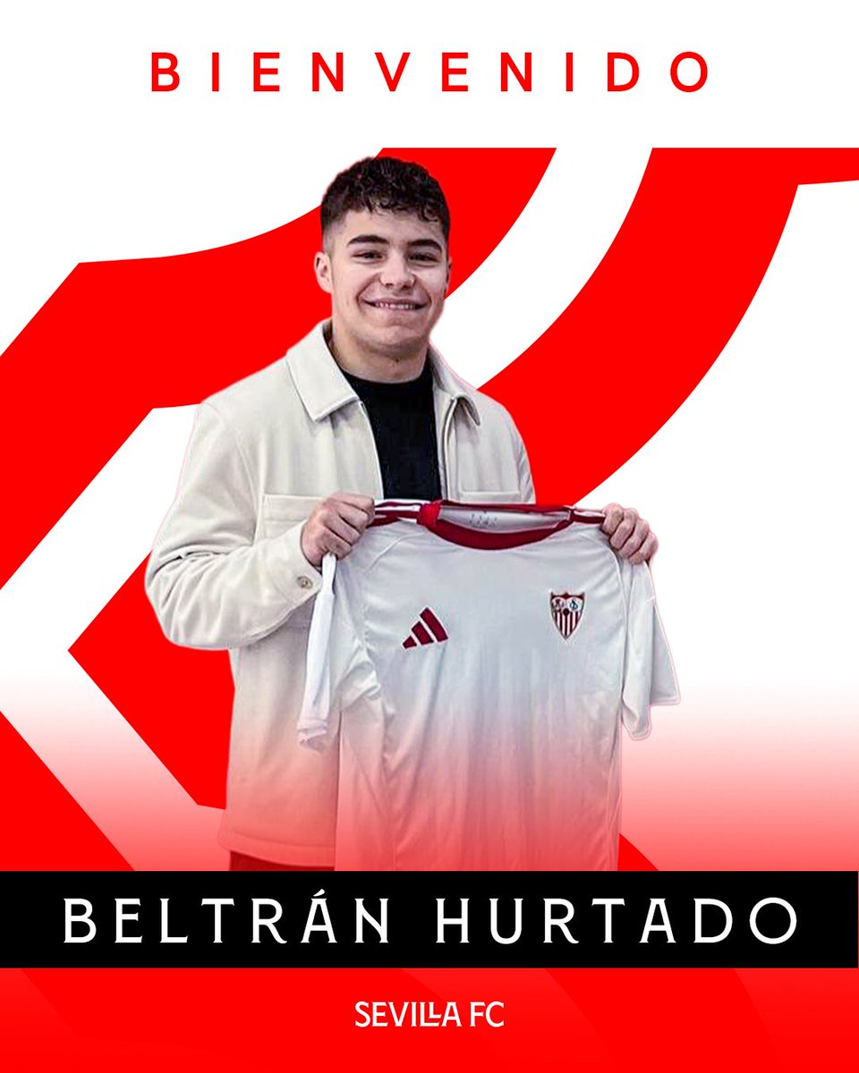CanteraSFC's tweet photo. 📝 Beltrán Hurtado, nuevo refuerzo para el ataque del #SevillaFCC.

¡Bienvenido, Beltrán! 💪⚪️🔴

#CanteraSevillaFC https://t.co/fWC72Ylto3