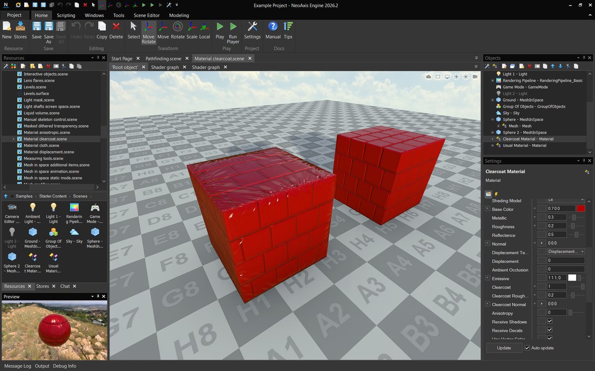 neoaxis's tweet photo. NeoAxis Game Engine 2026.2 Released! 3D model import, pathfinding, PBR rendering, networking stack, stability and performance of the engine have been improved. https://t.co/hXA0PmjXd3 #neoaxis #gameengine #gamedev #indiedev #madewithbgfx https://t.co/njK8ypncqY