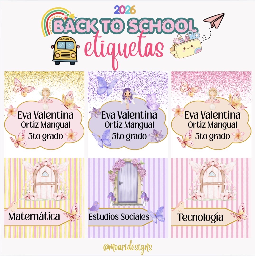 _mamishara's tweet photo. DISEÑO DISPONIBLE PARA UNA PEQUEÑA ADA.🧚‍♀️✨🌙💫🦋🌸🍄🌿🤍🌟
Interesadas en este diseño pueden escribirme al DM para precios y más.📨 

Recuerda que todavía estás a tiempo hacer tu orden.🩷🚌📎📚✏️

#labels #backtoschool #fairy #etiquetaspersonalizadas https://t.co/5tUx2IY79E