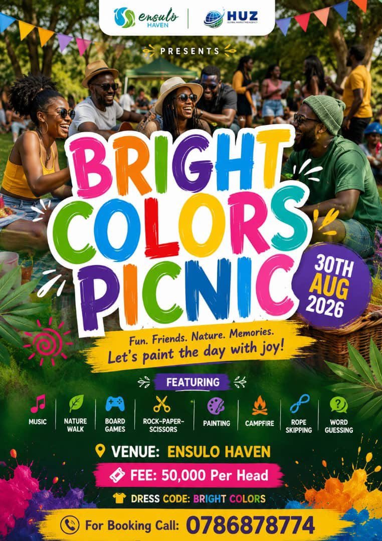 Namelessoffici7's tweet photo. Time to unplug, laugh, paint, and connect 💛
Join us for the Bright Colors Picnic
📍 Ensulo Haven
📅 30th Aug 2026
🎟️ 50K per head
Dress in BRIGHT COLORS and let’s make memories!
Book: 0786878774
#EnsuloHaven https://t.co/hIQX5aPFNC