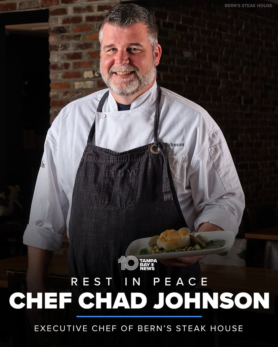 10TampaBay's tweet photo. REST IN PEACE 🕯️ Chad Johnson, the executive chef of Tampa's legendary Bern's Steak House, has died: https://t.co/shVumNdg9q https://t.co/O4MqdxRfh5