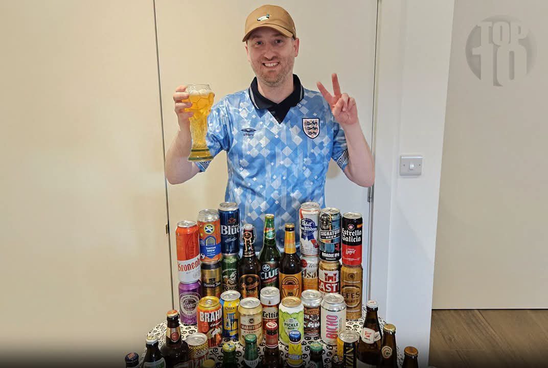 Abramdango91's tweet photo. An England football fan named Gus Hully has one of the strangest World Cup traditions ever.

He collects a beer from every country playing in the tournament.

Then, whenever a team gets eliminated, he drinks that country’s beer as a goodbye toast.

For the 2022 World Cup, he went viral after collecting beers from all 32 competing nations.

Some were easy to find.

Others took serious effort.

He even managed to track down drinks for countries where getting the right bottle was not exactly simple.

Now, with the World Cup expanding to 48 teams, the challenge has become even more ridiculous.

One beer for every nation.

One drink for every elimination.

It turns the whole tournament into a giant international drinking calendar.

Most fans follow the World Cup with flags, shirts and score predictions.

Gus follows it with a fridge full of beer from around the planet.

Honestly, that might be the most committed way to watch football.