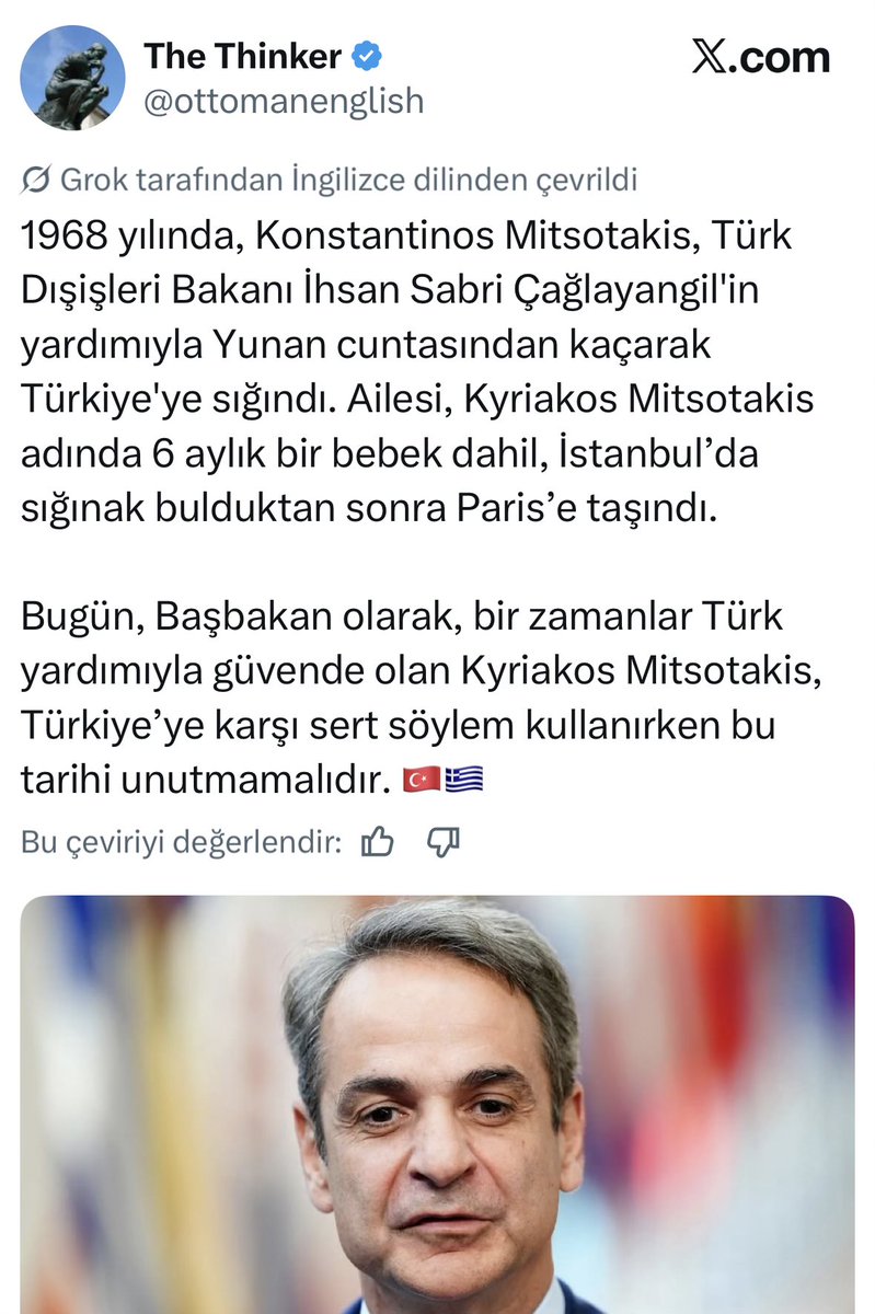 NejatOzonay's tweet photo. 1968 yılında, Konstantinos Mitsotakis, Türk Dışişleri Bakanı İhsan Sabri Çağlayangil'in yardımıyla Yunan cuntasından kaçarak Türkiye'ye sığınmış… https://t.co/j5DvECzNOL