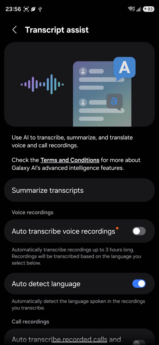 GalaxyTechie's tweet photo. [APK] One UI 9 Voice Recorder adds dedicated storage manager, auto transcribe, record conversion, cloud transcription, UI changes and more. Large, short, old recordings are suggested for deletion alongside spam/scam calls. Transcript assist auto transcribes up to 3 hours long. https://t.co/nY7UQzm8RJ