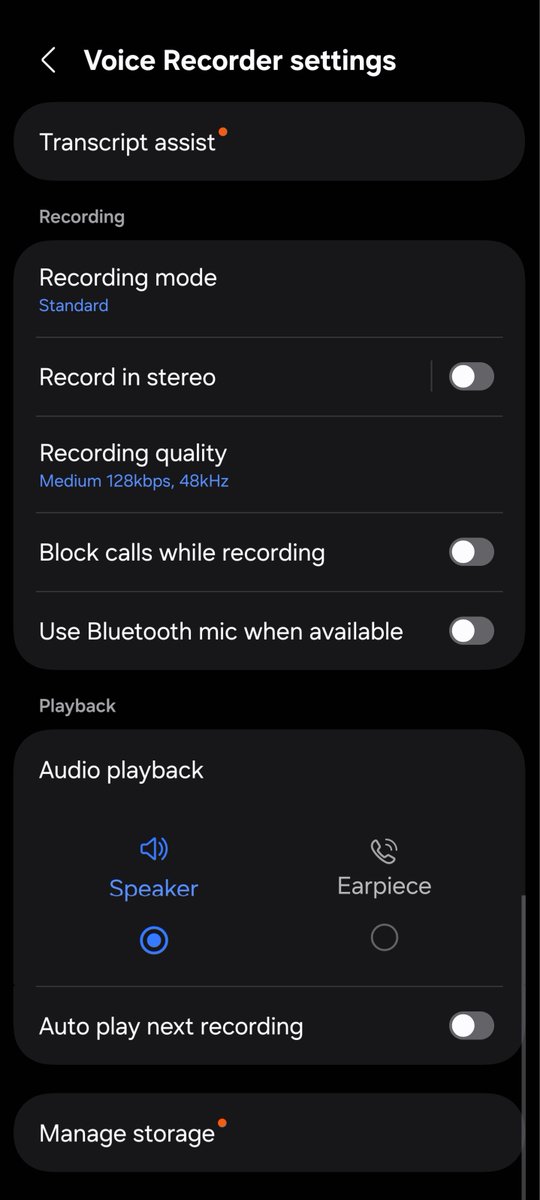GalaxyTechie's tweet photo. [APK] One UI 9 Voice Recorder adds dedicated storage manager, auto transcribe, record conversion, cloud transcription, UI changes and more. Large, short, old recordings are suggested for deletion alongside spam/scam calls. Transcript assist auto transcribes up to 3 hours long. https://t.co/nY7UQzm8RJ