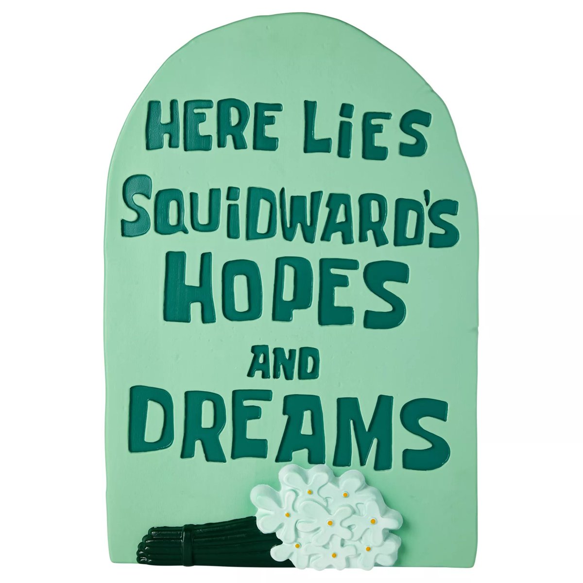 IGNDeals's tweet photo. 21" tall Squidward Hopes and Dreams tombstone available at Spirit Halloween, new for 2026, for $49.99. Ships immediately. You can just put this anywhere, any time of the year, in my opinion. https://t.co/GSm1XEf7yW #ad https://t.co/nLNJyQa2qx