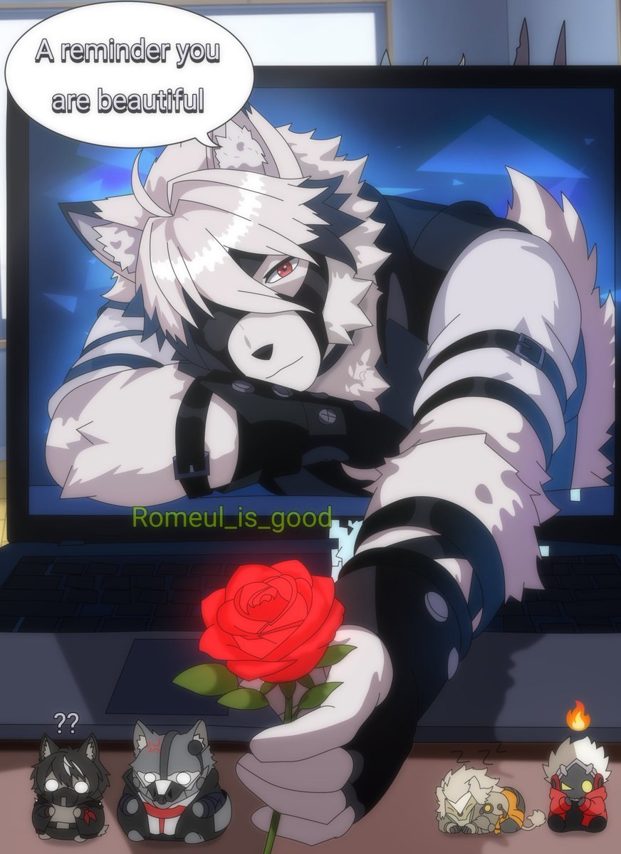 Romeul_is_good's tweet photo. Lycaon appear from Laptop to remind you how beautiful you are 

Can you spot hidden characters and who they are? 

#zzz #zzzero #ゼンゼロ #ZenlessZoneZero #ZenlessZoneZeroLycaon #Romeul #ZenlessZoneZeroBilly #ZenlessZoneZeroMors #ZenlessZoneZeroBanyue #ZenlessZoneZeroRomeul https://t.co/fIVc2b16NX
