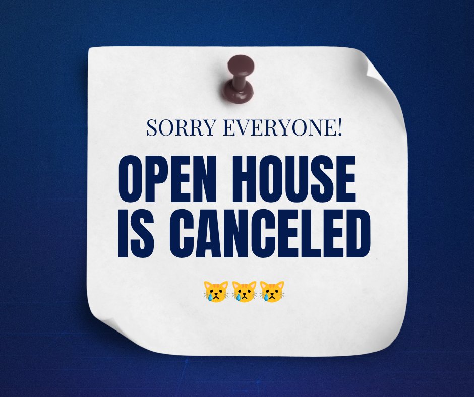 BlindCatRescue's tweet photo. We're so sorry to announce that this month's Open House is canceled due to weather related circumstances. 😿 We'll be operating under normal Saturday business hours & afternoon staffing if you'd still like to drop by. 

Thank you so much for your understanding & we hope to see you next month! 💙 🐾