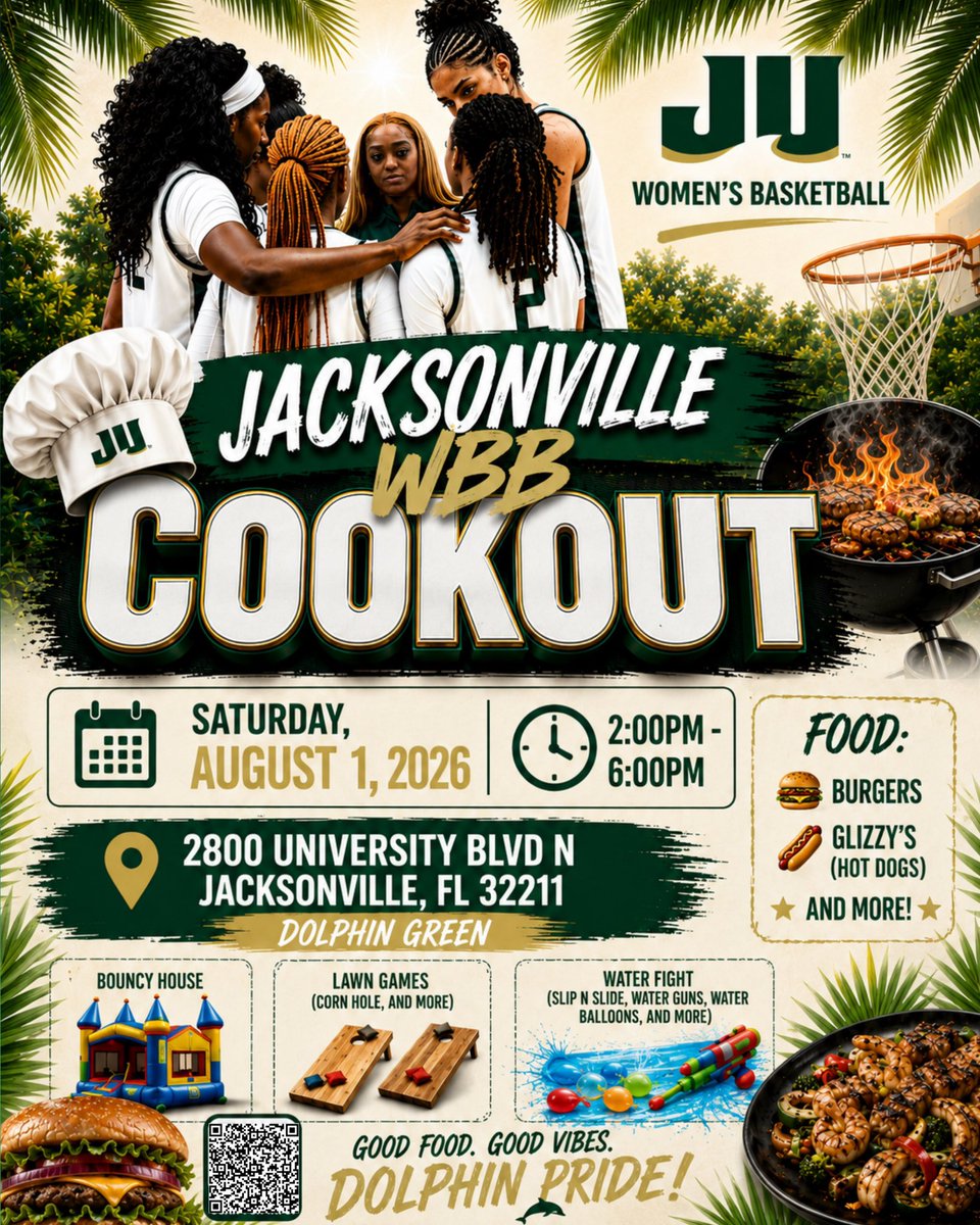 JAX_WBB's tweet photo. DUUUUVALL‼️ Join us on August 1st from 2pm-6pm at Dolphin Green for an afternoon with the Champs🏆

🍽️ Food | 🏀 Games | 🏰 Bounce House | 💦 Water Fight

#RideTheWave | #JaxBasketball https://t.co/Gu4kwjz9V6