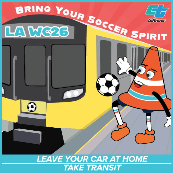 CaltransDist7's tweet photo. ⚽FIFA WORLD CUP TRAFFIC IMPACTS⚠️

Spain v. Belgium: Expect delays near L.A. (SoFi) Stadium due to the last #FIFAWorldCup2026 match in L.A.  at noon. Plan alternate routes if traveling in the area. Check out public transit options if headed to the match: https://t.co/0cR3Swfljw https://t.co/gDDm2hXMsc