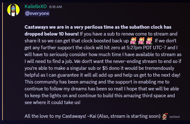KailelleXD's tweet photo. Breakfast time with Kai starting now! Community day today, come celebrate with us! This clock is getting dangerously close to ending 😱😭🙏🙏🙏🙏🙏 Any support to help keep the clock going is DEEPLY appreciated! https://t.co/466HMlcyZj https://t.co/5PdYrBUb4w
