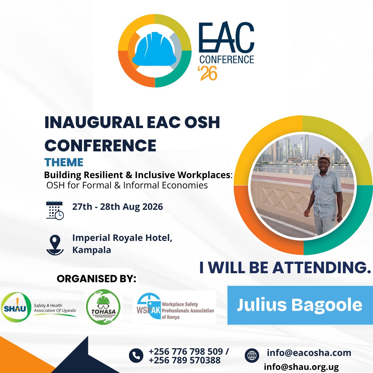 EAC_OSH_Conf's tweet photo. Juluis Bagoole From  will be at #EACOSH2026.

Will you be there too?

Secure your seat today:https://t.co/Qv2QVTAeTo
info@eacosha.com | +256 789 570388

#EACOSH2026 #VestedInSafety #SHAU #WorkplaceSafety https://t.co/jIZ4fqhZbl