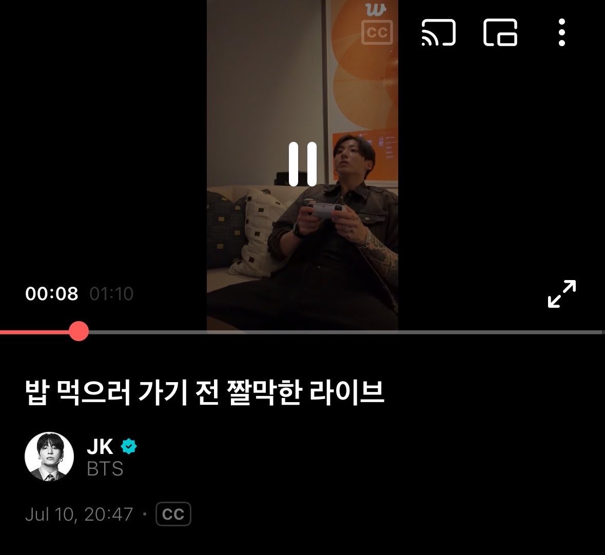 goeskthh's tweet photo. SU LIVE DURÓ UN MINUTO, OH JEON JUNGKOOK😭😭 https://t.co/QBmGAZl560