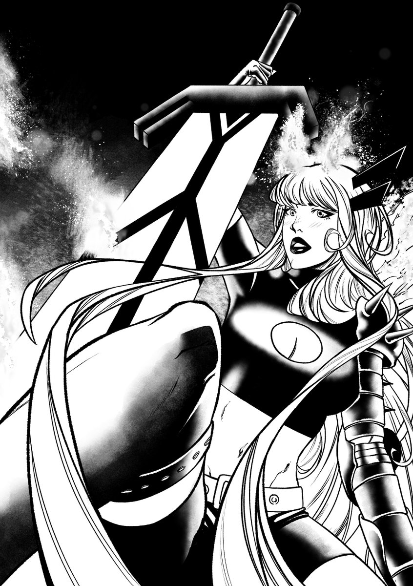 Ale_GM_Comics's tweet photo. Magik 🗡️

Ilustración en blanco y negro terminada. He jugado con una perspectiva contrapicada para darle peso a la espada del alma y he usado los efectos de energía del fondo para recortar la figura contra el negro.

#Magik #Xmen #Fanart #Marvel https://t.co/cqVA6i41Pe