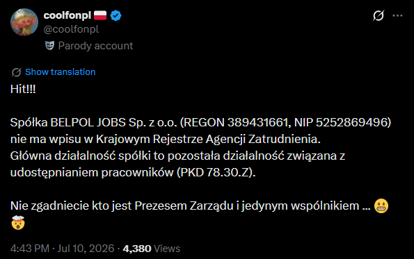 KKP_Bobromir's tweet photo. Dziwy traf, że Coolfona zawiesili akurat po takim ostatnim wpisie. https://t.co/G3T536HFSg