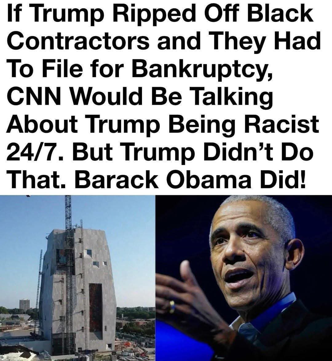 mickitiki's tweet photo. Subcontractors are still awaiting millions in unpaid invoices for their work on the Obama Presidential Library. Many of these contractors are being forced to the brink of financial ruin.  Yet, the msm is silent.😡 https://t.co/HZNVCzm9Re