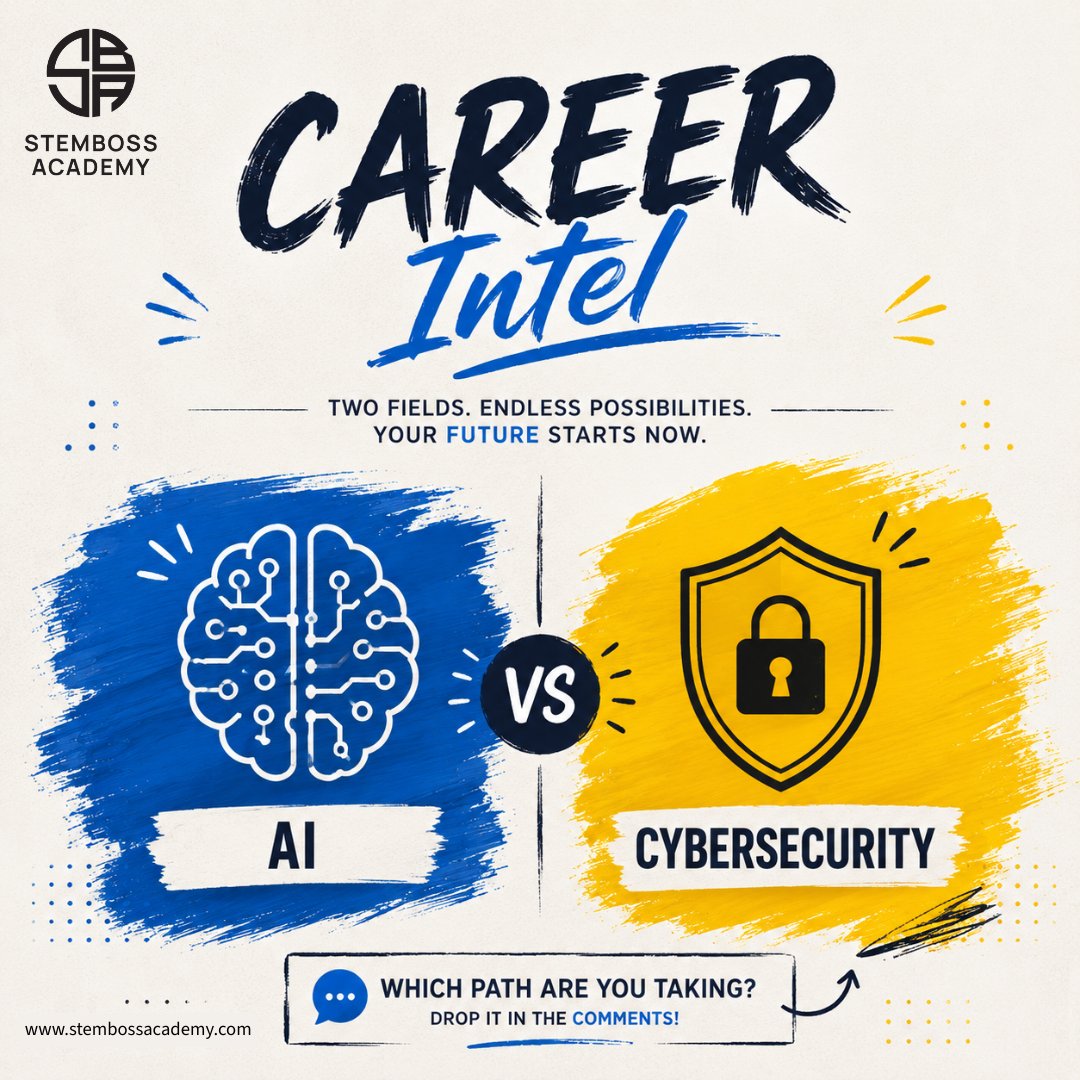 Stem_Boss's tweet photo. Two tech fields are growing faster than anything else in 2026 and both are hiring right now.

🤖 Artificial Intelligence:

AI is no longer just a buzzword, it's being embedded into every industry on the planet. Companies need professionals who understand how to build with it, manage it, and apply it to real business problems. AI roles are paying $100K–$200K+ per year and the demand is only accelerating.

🔐 Cybersecurity:

Every time a company moves online, every time data is stored, every time a transaction happens, cybersecurity becomes more critical. With cyberattacks increasing by 38% year on year, companies cannot hire cybersecurity professionals fast enough. Entry level roles start at $70K and senior specialists earn well over $150K.

The best part about both fields? You don't need a degree to get started. You need the right certification and the right training.

STEMBOSS Academy has courses in both beginner friendly, expert led, and designed to get you hired.

Which path are you taking? Drop it in the comment.

#AI #Cybersecurity #TechCareers2026 #ArtificialIntelligence #CyberSecurityCareer #STEMBOSSAcademy #TechJobs #CareerIntel #HighPayingJobs #Upskill #FutureOfWork #TechSkills2026