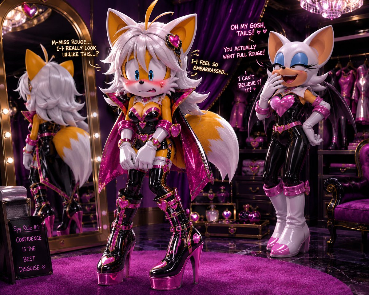 scamableloser's tweet photo. Rouge thought if I was going to dress up, I should at least go "Full Rouge" 

I feel so embarrassed being so glammed up. I think this is going too far. I just wanted to try one one outfit for fun, I swear! https://t.co/pHJuoKtx09