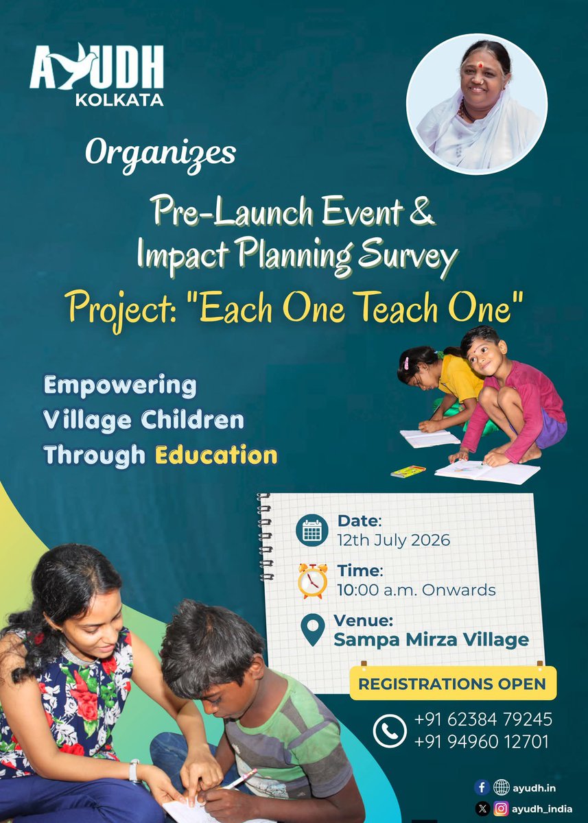 ayudh_india's tweet photo. #AYUDHKolkata organizes the pre-launch event and Impact Planning Survey for "Each One Teach One", a project aimed at empowering village children through education.

📍 Registrations are now open for children from Sampa Mirza and nearby villages, Kolkata.

#AYUDH #EachOneTeachOne https://t.co/BChG4obF5G