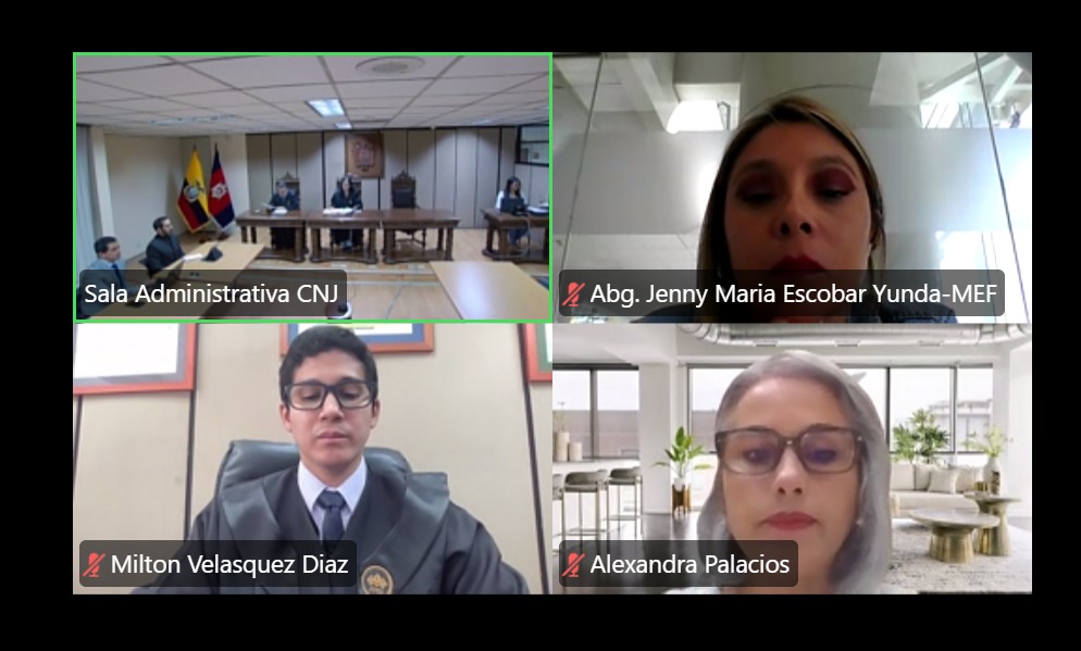 CorteNacional's tweet photo. 🟠#SalaAdministrativaCNJ | Dra. Hipatia Ortiz (ponente), Dr. Patricio Secaira y Dr. Milton Velásquez instalan audiencia. https://t.co/I4VPi6iB9v