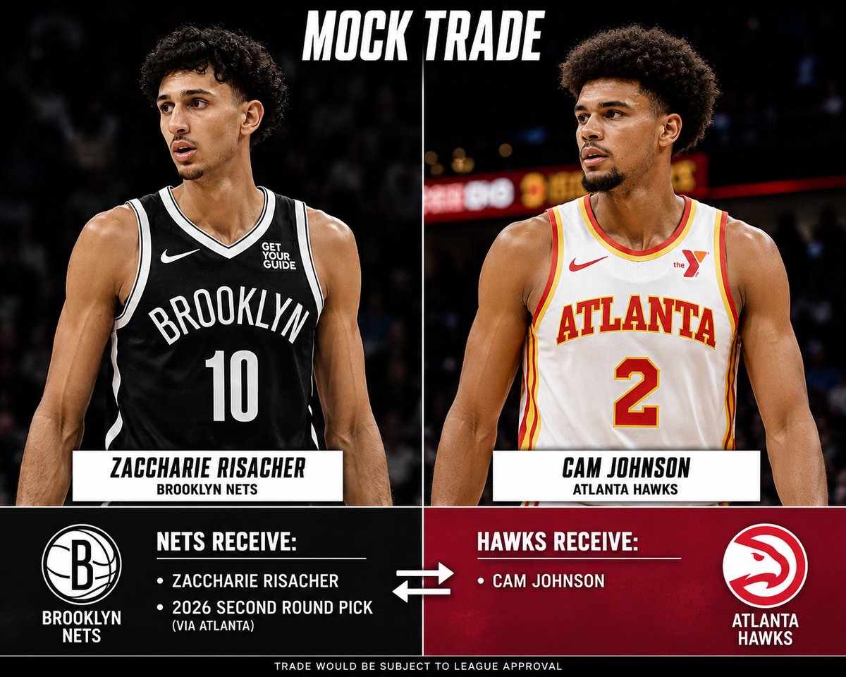 BStash2stax's tweet photo. WHO SAYS NO?
Mock Trade:
ATL Receives: Cam Johnson
BKN Receives: Zaccharie Risacher, 2027 Second Round Pick https://t.co/u0Fdi6a8zV