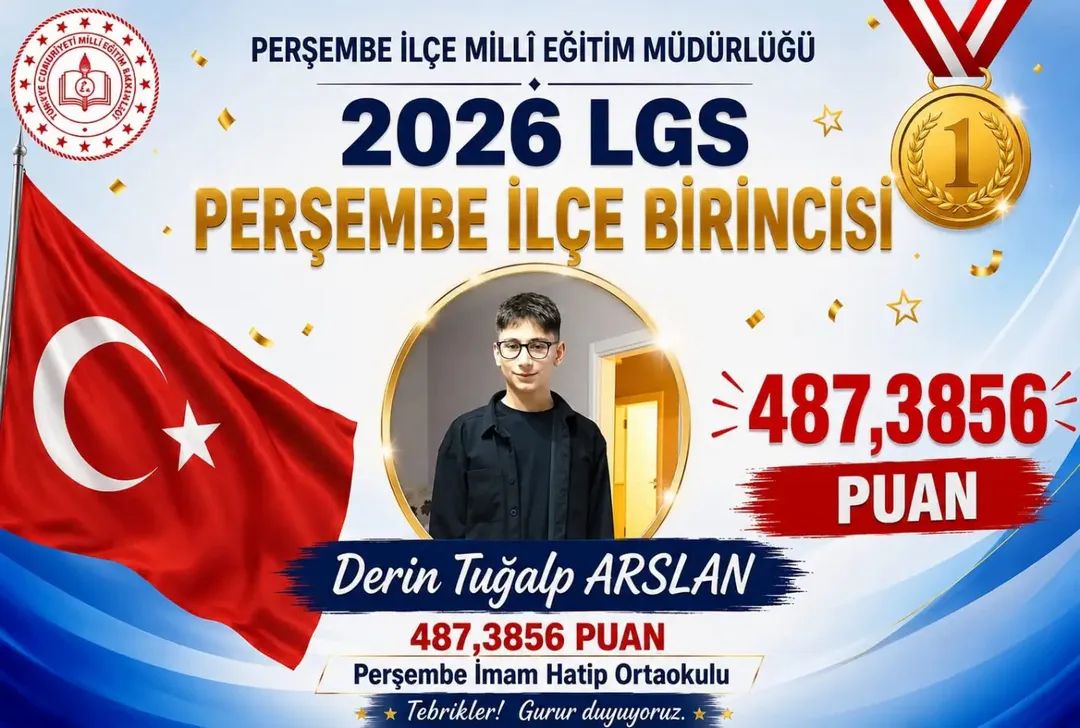 IlcePersembe's tweet photo. 🥇 LGS 2026 Perşembe İlçe Birincisi!

LGS 2026'da 87 doğru, 2 yanlış ve 1 boş yaparak 487,3856 puan ve %0,33'lük yüzdelik dilim elde eden Perşembe İmam Hatip Ortaokulu öğrencimiz Derin Tuğalp Arslan, ilçemiz birincisi olmuştur.@Ordu_MEM @culfazmurat https://t.co/XZDNAxPNJs