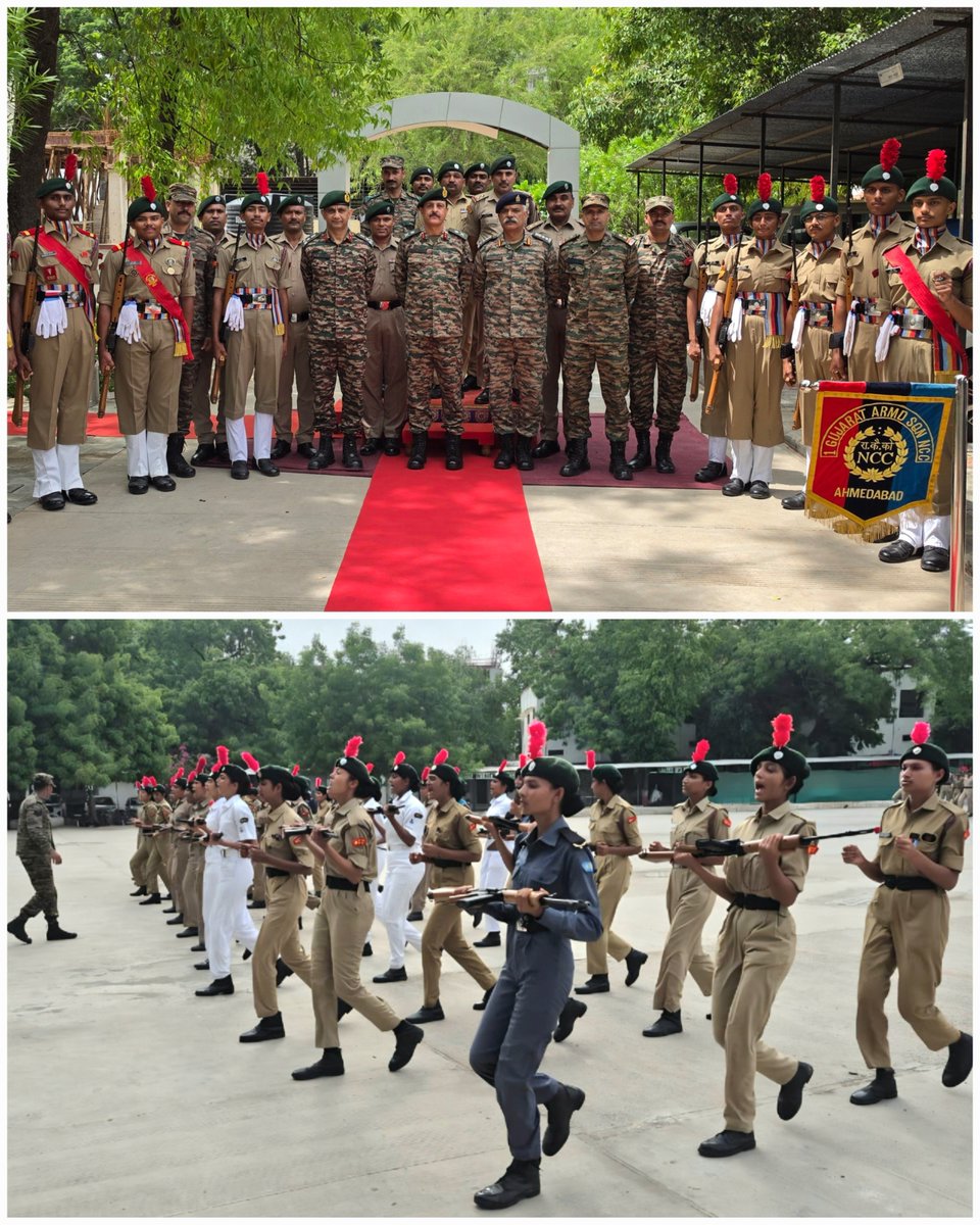NCC_Dte_Gujarat's tweet photo. #NCCGujarat

Maj Gen Bimal Monga, SM, VSM, ADG NCC Dte Guj visited 37 Guj Bn & 1 Guj Arty Bty at Ahmedabad where he interacted with Cdts, Officers and Pl staff. The ADG commended the efforts of the Battalions and complimented the Officers and Staff for thier exemplary work. While interacting with the cdts, he emphasized on the importance of adhering to the ideals and motto of NCC and embracing technology to prepare for the future. He also  urged the cadets to be "Disaster Ready, Digitally Aware and Socially Reformed" to purposefully contribute towards "Sashakt and Viksit Bharat".

#UnityAndDiscipline 

@PMOIndia 
@SpokespersonMoD 
@EduMinOfIndia 
@DefencePRO_Guj 
@HQ_DG_NCC 
@PIBAhmedabad 
@CMOGuj 
@GovernorofGuj 
@Rivaba4BJP 
@drpradyumanvaja 
@tbchhanga