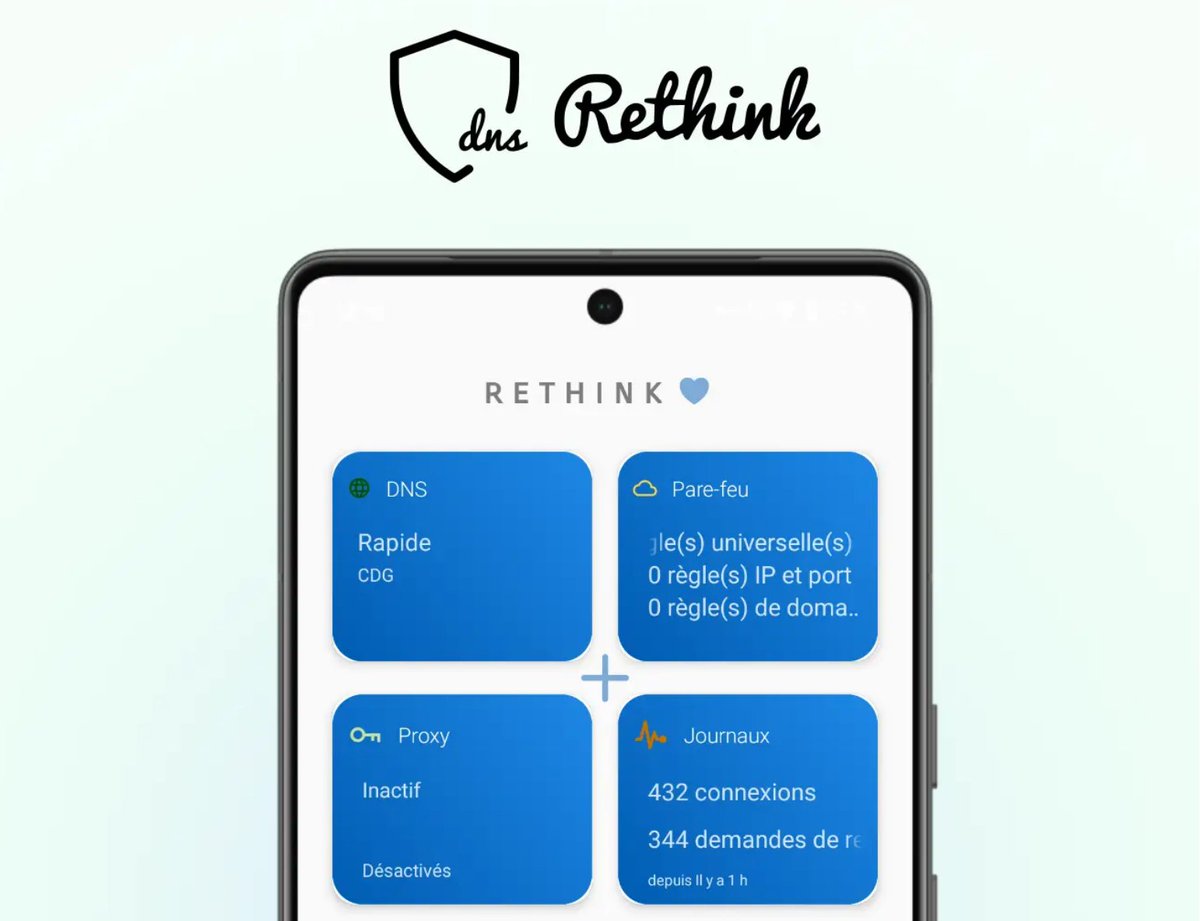 Sans_Google's tweet photo. RethinkDNS: A powerful privacy tool for Android

If you want to block ads, trackers, and gain better control over your apps’ connections, RethinkDNS is one of the best open-source tools available.

How it works:
🔹It runs a local DNS server on your phone.
🔹It automatically blocks ads, trackers, and malicious domains.
🔹It also acts as a firewall — you can block or allow internet access for each app individually.
🔹It uses a local VPN (no encryption, no remote server) to intercept all traffic.

Advantages:
🔹Very lightweight and battery-friendly
🔹Works without root on most devices
🔹No need for a traditional VPN (better battery life)

GitHub: https://t.co/1ivUq2Gg2F
Also available on F-Droid.

Have you tried RethinkDNS yet?
What’s your favorite tool for blocking ads and trackers on Android?

#RethinkDNS #AndroidPrivacy #FOSS #DeGoogling