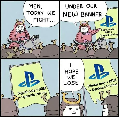 AdelynDella01's tweet photo. Sony warriors marching into battle… only to realize the enemy was themselves 💀📷 #PlayStation #PS5 #GamingMemes #Sony #GamerLife #ConsoleWars #GamingCommunity https://t.co/oZ6DCo2pif