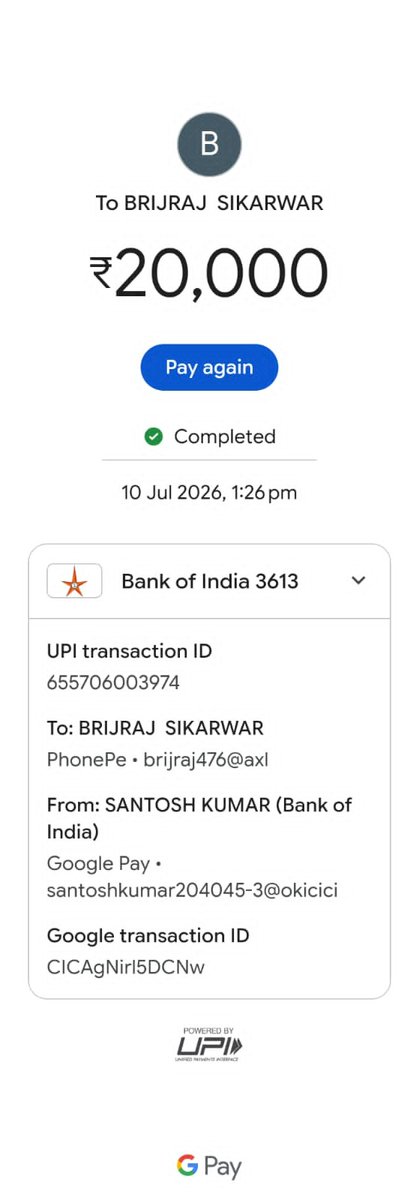 hira_uv's tweet photo. @Cyberdost   brijraj sikarwar  ने मेरा मोबाइल हैक करके 20 हजार रुपय निकाल लिए है , muझे आपकी मदद की जरूरत है बैंक से पता किए तो इसका डिटेल्स नहीं निकल रहा है। https://t.co/FR4BGxQE42