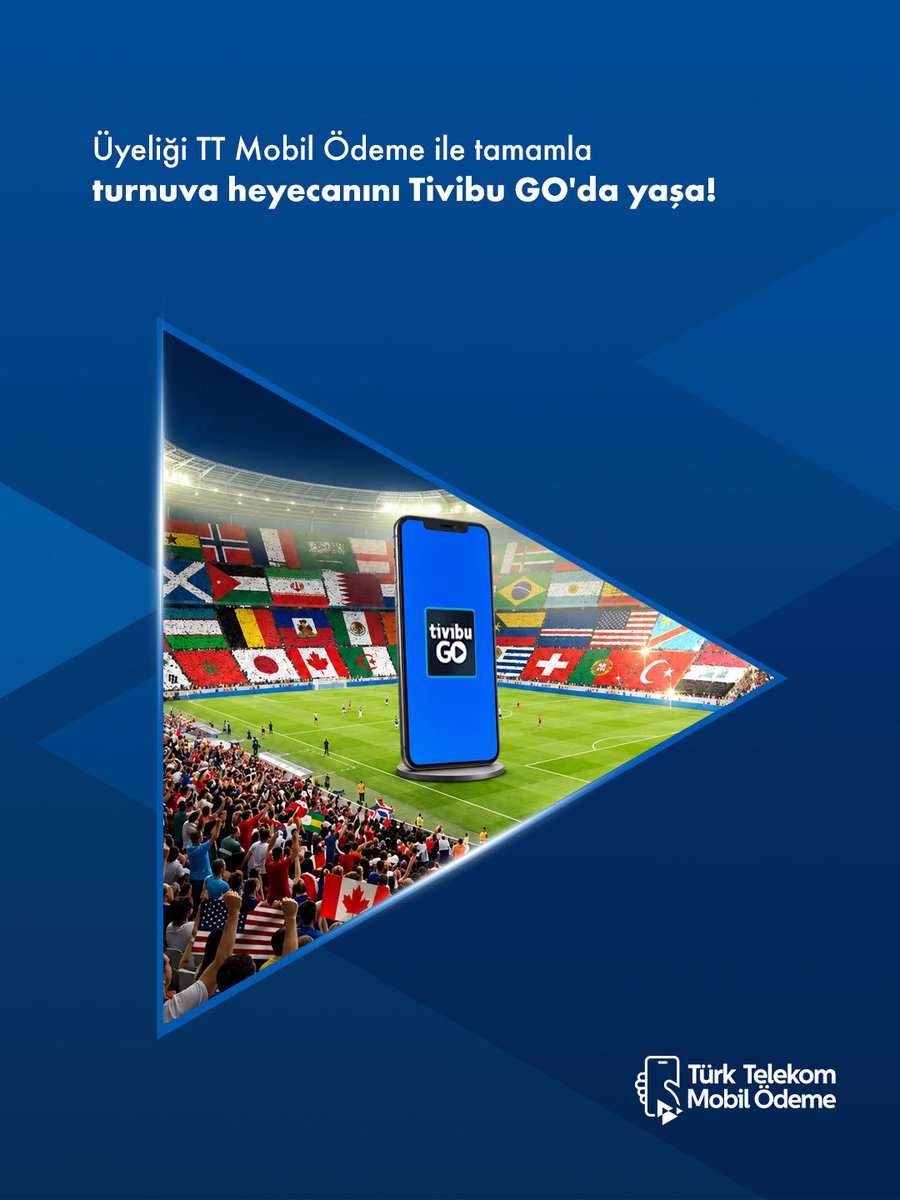 ttmobilodeme's tweet photo. Turnuva heyecanı Tivibu GO'da, ödeme avantajı cebinde! ⚽

Tivibu GO üyeliğini Türk Telekom Mobil Ödeme ile başlat, Mobil Ödeme kullanım ücreti ödemeden maçların keyfini doyasıya çıkar. 🏆📱 https://t.co/cNhaCujGvE