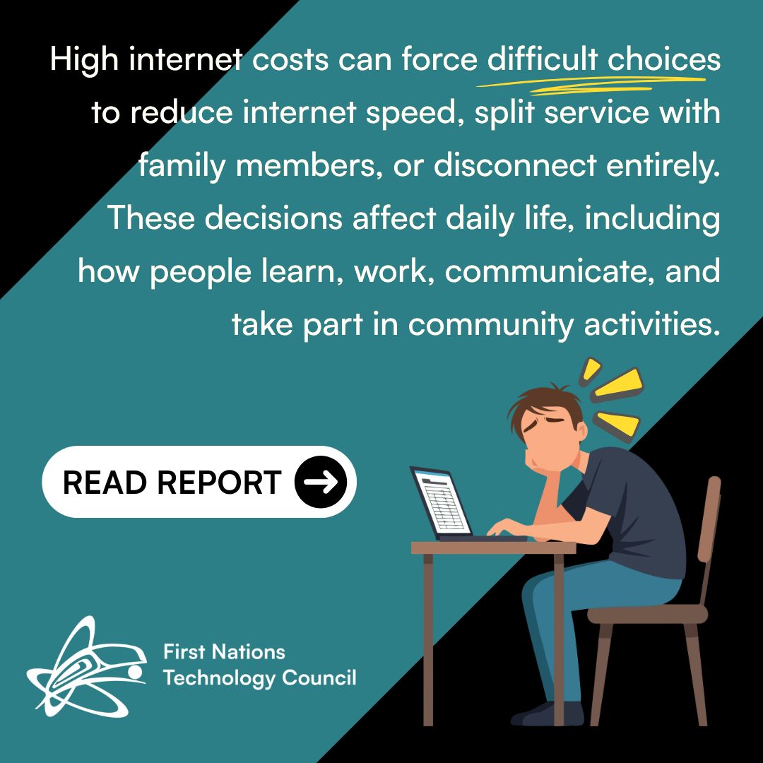 FN_TechCouncil's tweet photo. High internet costs can force difficult choices that affect daily life. Families choose lower speeds, share bandwidth, or disconnect entirely to pay for food, heat, housing, and other essentials.

Our latest report looks at what needs to change.

🔗 https://t.co/af7hAw51t2 https://t.co/xiuaUqncAd