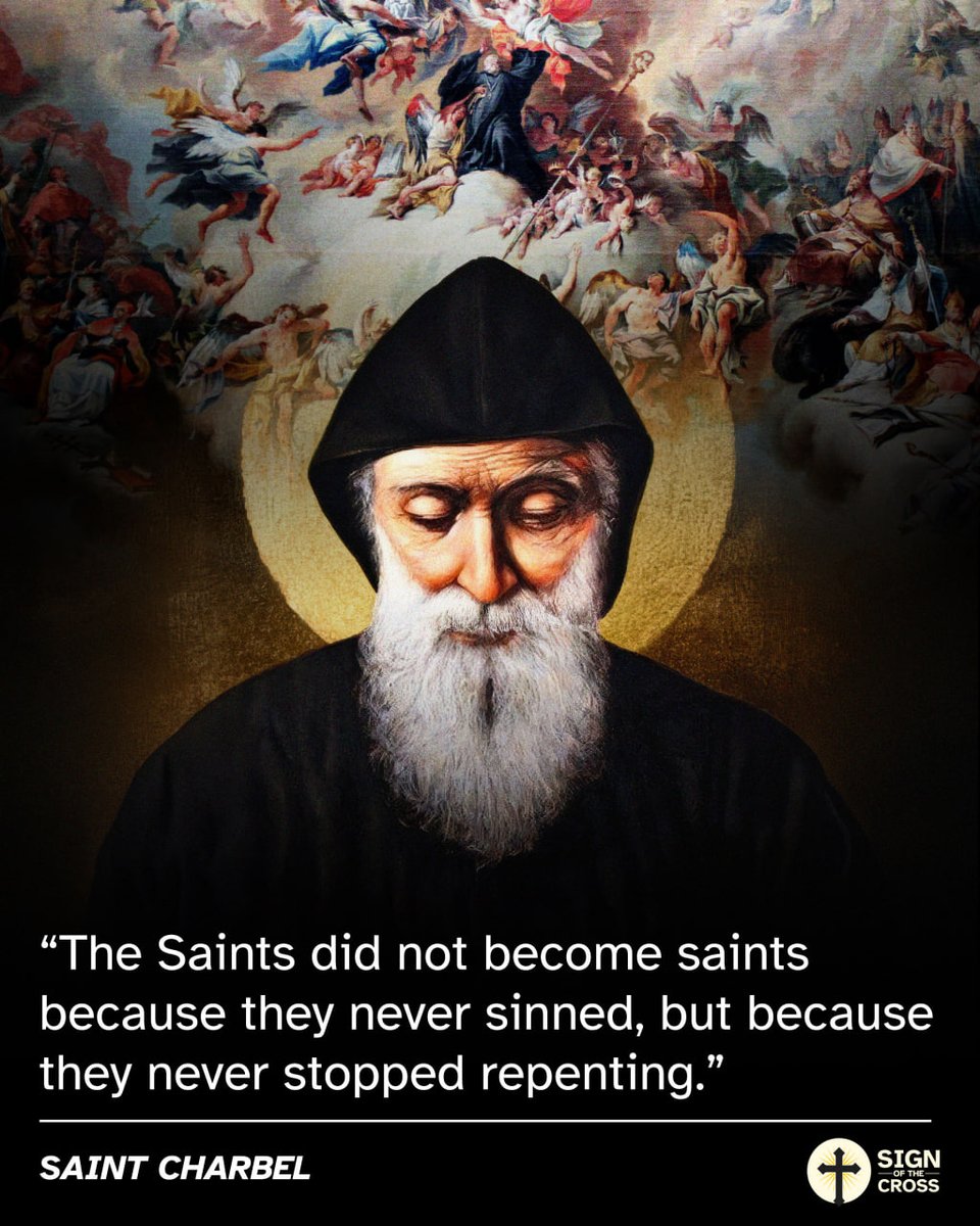 CatholicSOTC's tweet photo. Saint Charbel Makhlouf: "The Saints did not become saints because they never sinned, but because they never stopped repenting."

St. Charbel of Lebanon, pray for us. https://t.co/EAK69fiKaj
