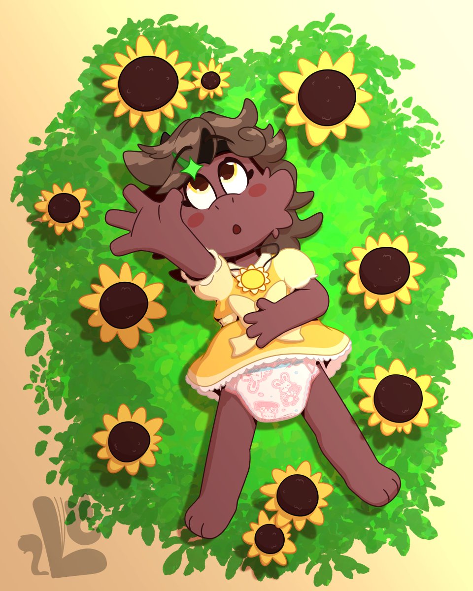 SillyBooKket's tweet photo. Bab Commish for @countlolipops of Merin laying on a grass full of sunflowers. https://t.co/PPSZDUi4JP