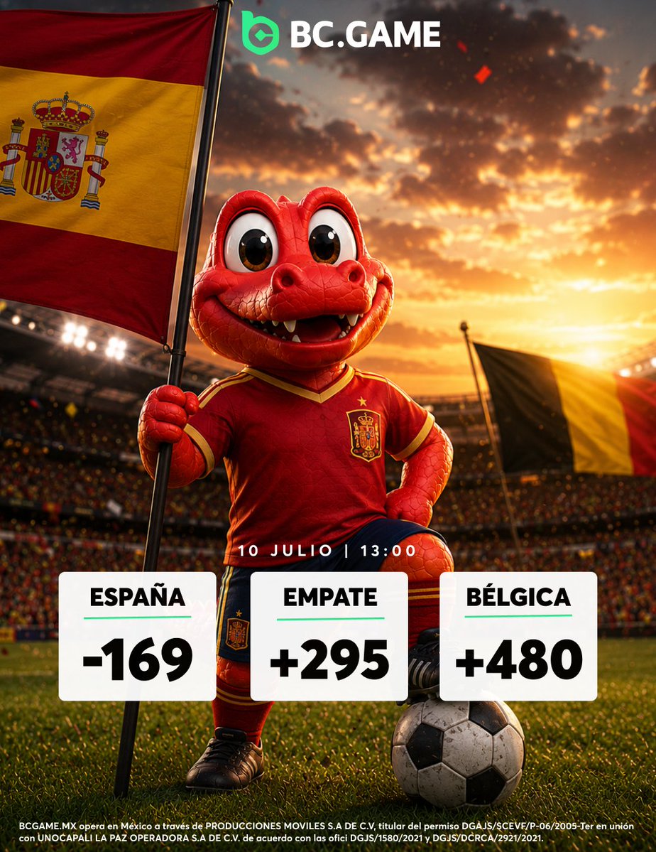 bcgamemexico's tweet photo. 🇪🇸 España vs Bélgica 🇧🇪

El premio de hoy no es solo un boleto a las semifinales. El ganador se enfrentará a Francia en la siguiente ronda.

¿Quién avanza y cuál será el marcador?

#BCGameMX #Fútbol #CuartosDeFinal #JuegoResponsable https://t.co/dSto157Uwi