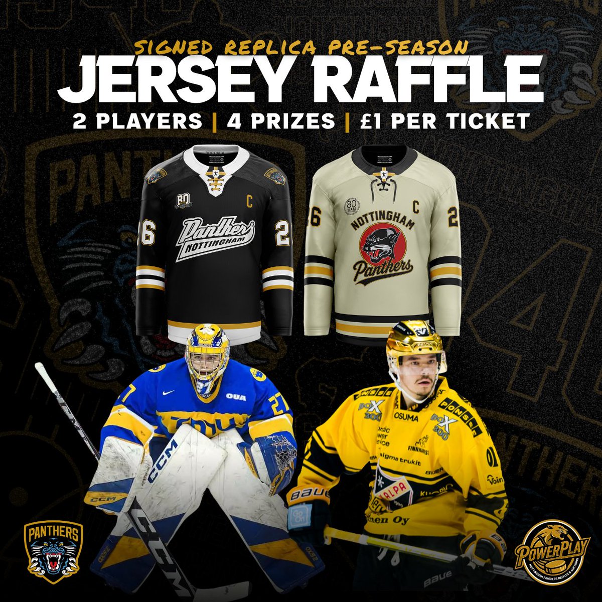 PanthersIHC's tweet photo. Signed jerseys up for grabs! 🖊️👕

Win one of four signed 2026/27 pre-season replica jerseys featuring Kai Edmonds or Miika Pitkänen.  Just £1 to enter, closes Monday at 9pm!

ℹ️https://t.co/pHiGuAE3kl