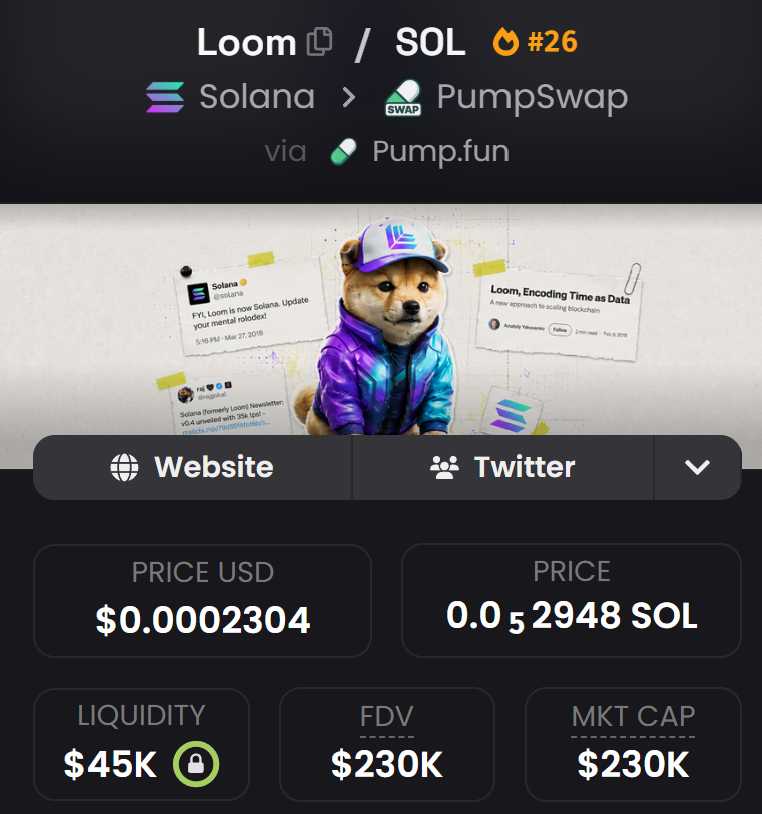 Tradinator33's tweet photo. So, solana was supposed to be named loom just like robinhood was supposed to be named cashcat

Solana just posted a video and confirmed it

cashcat about to touch 200M

$LOOM sitting at 230K only

Gambling some

The narrative is too big to ignore

CA: CgnQ8a1u99Gk7qoySMd2wrGPMPm9bdcSJNhqMEkYpump