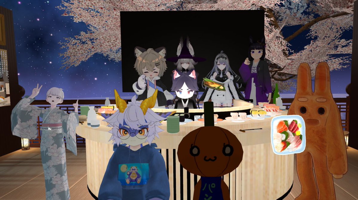 sawacrab_vrchat's tweet photo. 今日は第6回 VRCHAT知育菓子の会でした。みんなでたのしいおすしやさんを作りました。この会をきっかけに応募した40周年のキャンペーン、なんと当選し魔女さんなりきりブランケットセットをいただきました！これからもみんなで楽しく作っていこうと思います！クラシエさんありがとう！おめでとう！ https://t.co/3OgJG8ZbPg