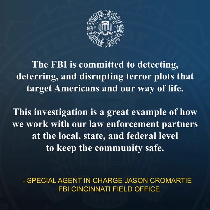 FBI statement on commitment to detecting and disrupting terror plots targeting Americans and collaborating with law enforcement to ensure community safety.