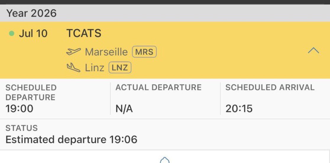 deIta1907's tweet photo. Yöneticilerimizden Cihan Kamer'in uçağının Marsilya–İstanbul olarak planlanan uçuş rotası değiştirildi.

✈️ Güncellenen uçuş planına göre TC-ATS, saat 20.00'de Marsilya'dan kalkarak Fenerbahçe'nin Avusturya kampını sürdürdüğü Linz'e hareket edecek. https://t.co/rZYqjoOq5u