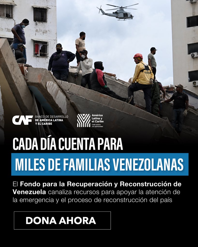 AgendaCAF's tweet photo. 🇻🇪 La emergencia en Venezuela requiere esfuerzos continuos y de largo plazo.

Cada aporte al Fondo para la Recuperación y Reconstrucción de Venezuela ayuda a movilizar recursos para atender las necesidades más urgentes y apoyar a las comunidades afectadas en el camino hacia su recuperación.

#ContigoVenezuela

👉 Dona aquí https://t.co/0s5vjrKqZD