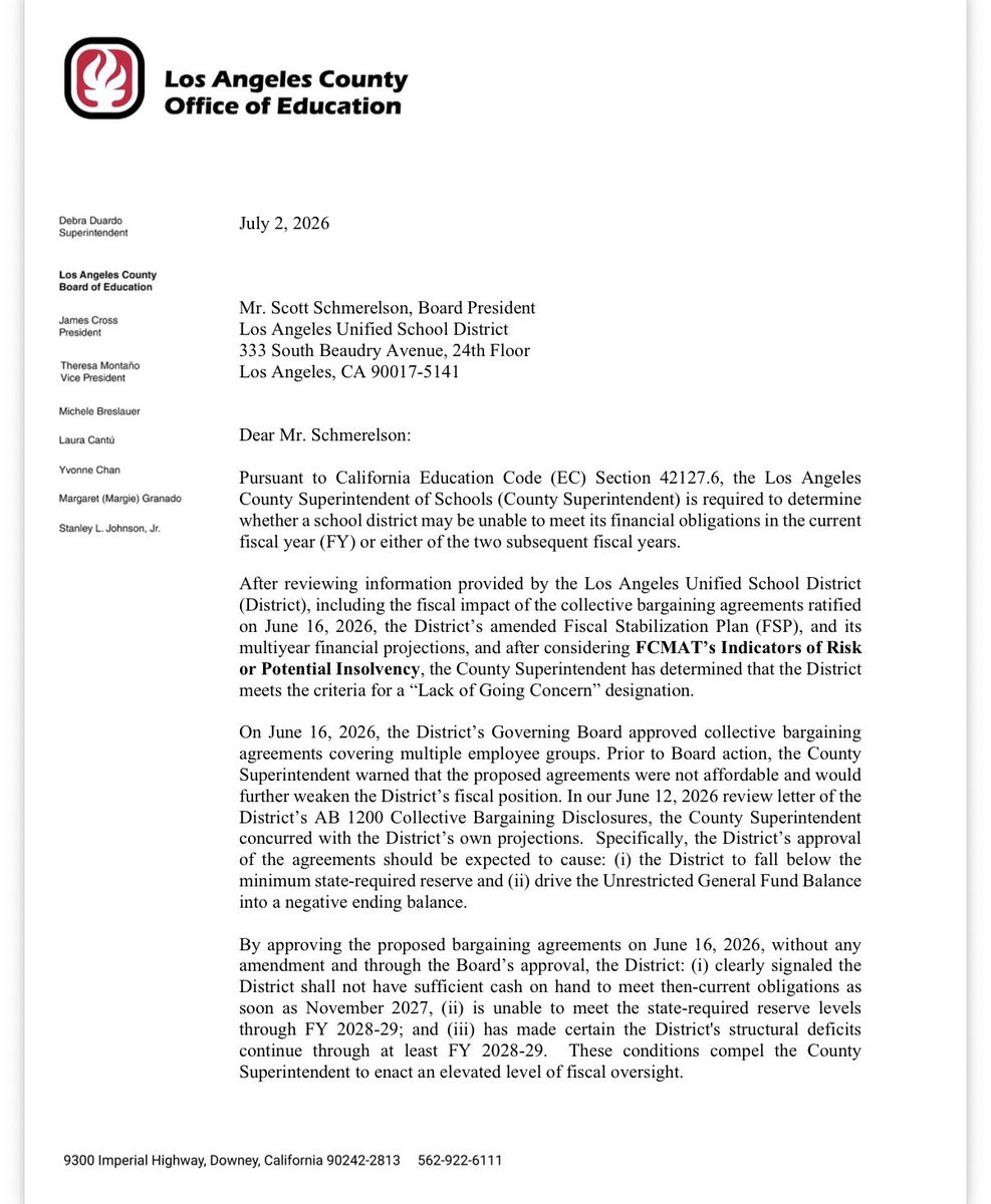 libsoftiktok's tweet photo. You are not gonna believe this

Just last week the superintendent of @LASchools notified the board that they’re now classified as a fiscal risk because the district is projected to have a negative balance of $230 million by next year.

Perhaps they shouldn’t be spending millions of dollars on programs for illegals…

Your reminder that our schools are not under funded. They were simply invaded and overcrowded with illegals.

Mass deportations will solve so much of this.