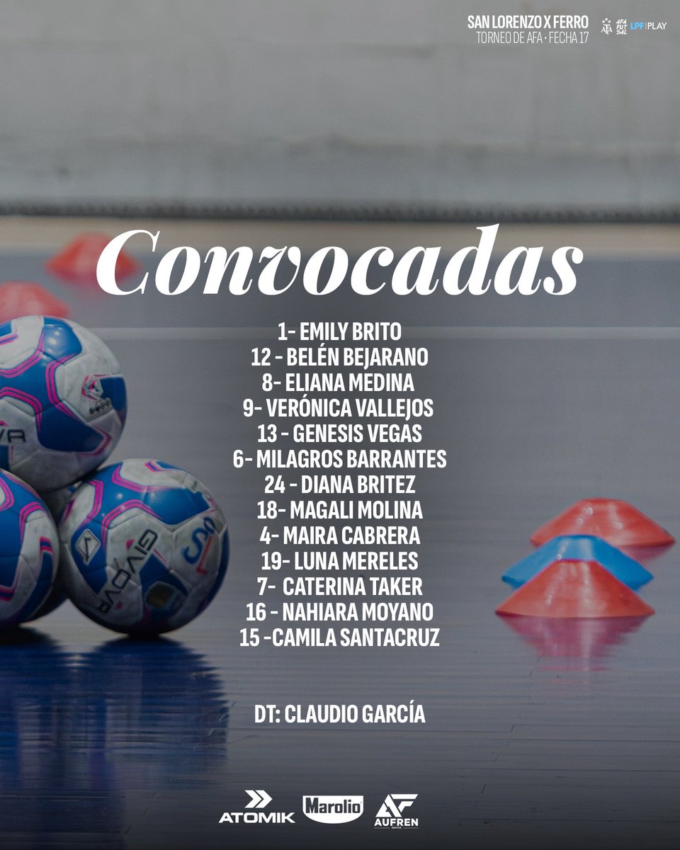 caslafutsalfem's tweet photo. 📋 ¡Las convocadas!

Desde las 20:30, #SanLorenzo jugará 🆚 Ferro, en el Polideportivo Roberto Pando. 

🎟️ Entradas 
▪️Popular: gratis para socios/as
▪️Platea socios/as: $7000
▪️Platea invitado/as: $10000
▪️Popular invitados: $7000 https://t.co/8mVA4s2SwS