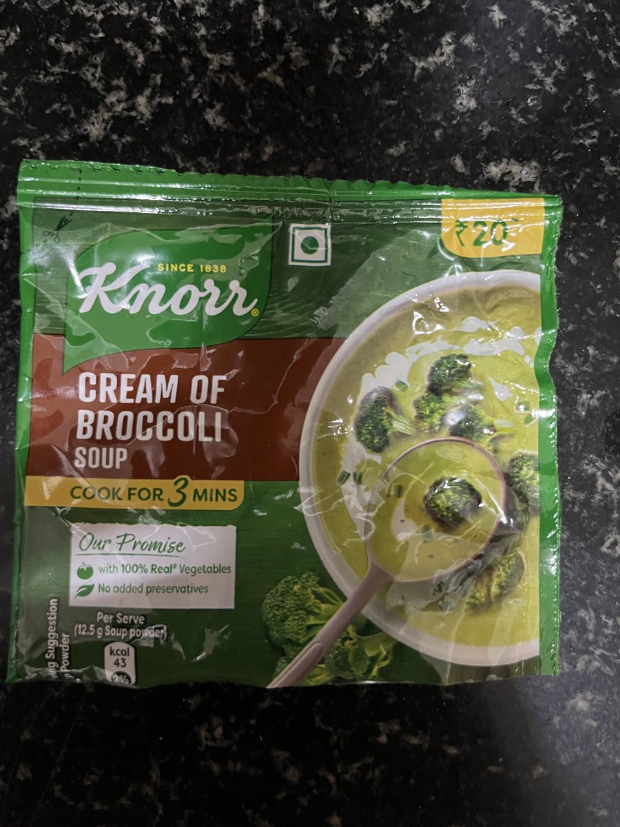 iSaikat's tweet photo. I don’t usually do soups, but was unwell so thought of trying it. Cooked @Knorr Cream of Broccoli soup &amp; was having it. Towards the end of it I found a small piece of glass that got stuck to my tongue. I can only imagine if it hadn’t. Soup scarred for life @fssaiindia https://t.co/DncTDYRfqt