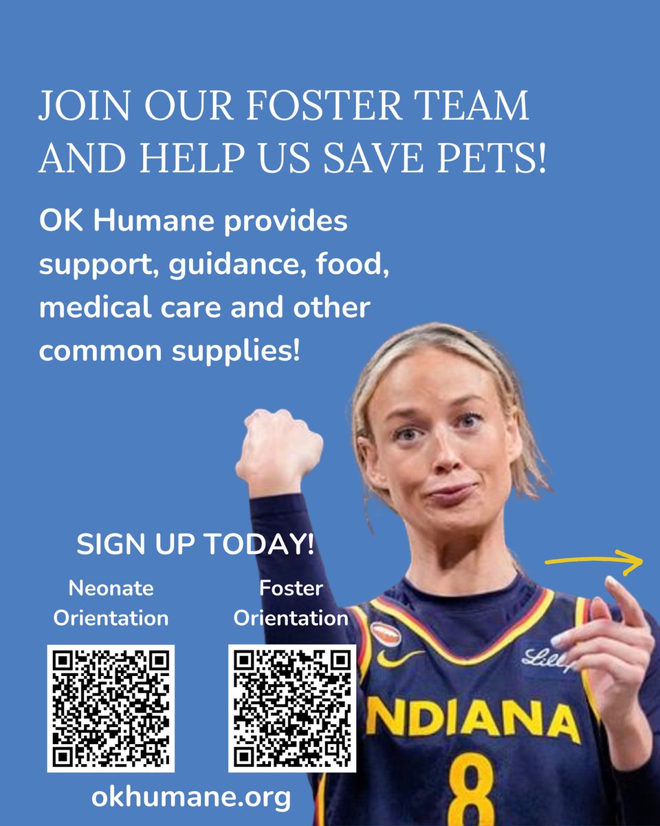 okhumane's tweet photo. We hate to point fingers… but… 👀👉
If you’ve ever thought about fostering a pet, this is your sign - you can do it! ❤️

Get started today: https://t.co/xGaItS6rKh 🐾

#FosteringSavesLives #AdoptDontShop #Rescue #SophieCunningham #WNBA https://t.co/oMSqPP0Ff2