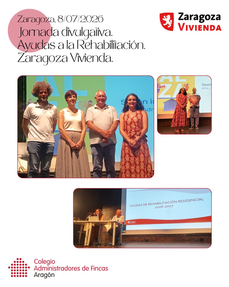 cafaragon's tweet photo. Nuestro presidente, Antonio Calvo, participó en la jornada divulgativa sobre ayudas de rehabilitación residencial 2026-2027 impulsada por Zaragoza Vivienda y dirigida a AFColegiados, que contó con una alta participación. 
Gracias a Zaragoza Vivienda y a todos los asistentes. https://t.co/Q5Px7R2iov